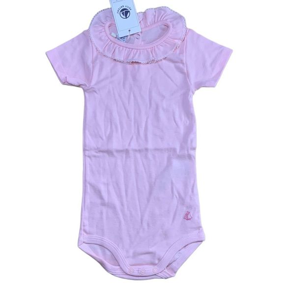 Petit Bateau Other - Petit Bateau Pink Collerette Short Sleeve Onesie